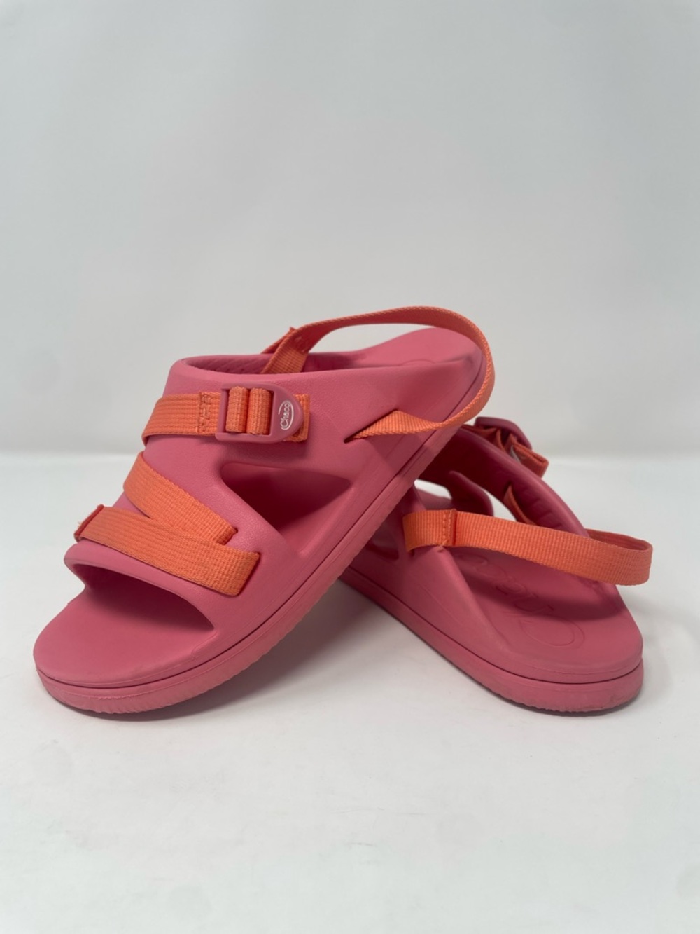 Chaco kids Chillo Slide Pink Sandals with Orange Straps size 4